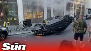 Road rage driver FLIPS Audi car in London's Leicester Square #Shorts
