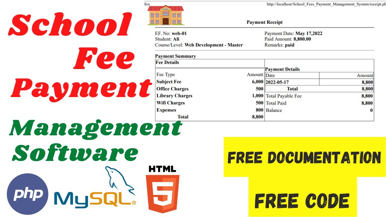 School Fee Payment Management Software In PHP MySQL HTML CSS Bootstrap ...