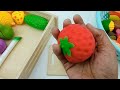 oddly satisfying video cutting plastic u0026 wooden fruits vegetables plum guava kiwi broccoli asmr