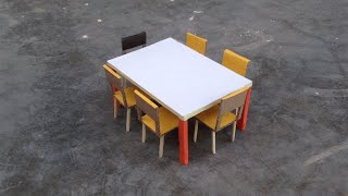 how to make dining table from cardboard _ amazing DIY miniature dining table