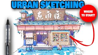 URBAN SKETCHING Tutorial For Beginners | Easy Step-by-Step Shop Front