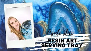 Agate slice inspired resin serving tray (SUPER EASY)