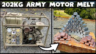 202KG Army Motor Melt Down - Free Bulk Ingots - ASMR Metal Melting - Trash To Treasure - BigStackD