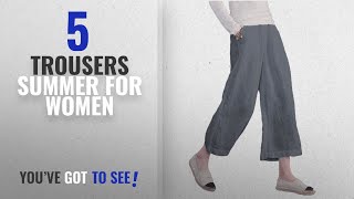 Top 10 Trousers Summer For Women [2018]: Ecupper Women's Casual Loose Plus Size Elastic Waist Cotton