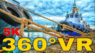 360° VR Port Volos Industrial Area Walking Tour Visit Greece Travel Vlog 5K 3D Virtual Reality HD 4K