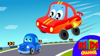 Little Red Car Rhymes - Car Race Song | Car Cartoons | Rhymes for Kids
