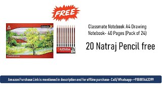 Classmate A4 Drawing 24 Notebooks with 20 Natraj Pencils Free