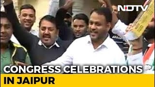 Assembly Election Results 2018 - Celebrations Continue Outside Congress Headquarters In Jaipur