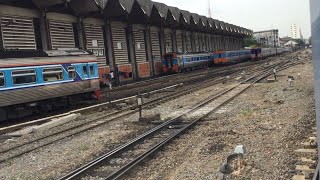 นั่งขบวน 355 กรุงเทพ-สุพรรณบุรี ออกจากสถานีกรุงเทพช่วงเย็นๆ Bangkok Railway station