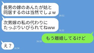 兄夫婦の離婚を知らない次男の嫁は、姑との同居を強いられ、逃げてしまった。「年寄りの面倒は任せたw」と勝ち誇る彼女は、離婚の事実を知った時、どんな反応を見せるのか。