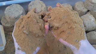 💛New video pure Golden concrete sand dry crumbling and water poring 💛