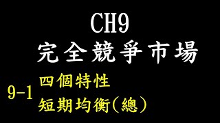 完全競爭市場 CH 9-1 四個特性、短期均衡(總) 趙心經濟學