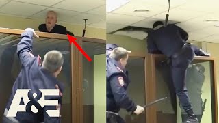 Russian Man ATTEMPTS COURTROOM ESCAPE Through Ceiling | Court Cam | A&E #shorts