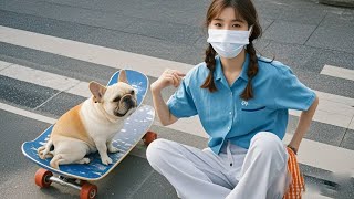 The skateboarding dog put on all kinds of acting when he met his fans. He is really an acting genius