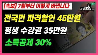 [속보] 7월에 이렇게 바뀝니다!! 전국민 파격할인 45만원, 평생 수강권 35만원!! 소득공제 30% 혜택까지..]#3.1경제독립tv