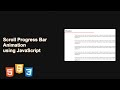 JavaScript Animation Progress Bar Tutorial | How to Create Scroll Animations with JavaScript