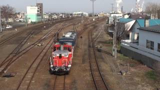 次々と列車がやって来て飽きない釧路運輸車両所入出区線 Railroad depot in Kushiro,Hokkaido,Japan