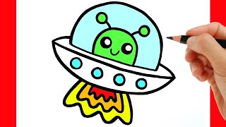 HOW TO DRAW AN ALIEN UFO - DRAWING A CUTE ALIEN - HOW TO DRAW A ALIEN EASY