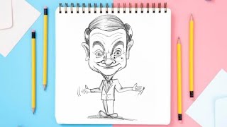 how to draw caricature of Mr.Bean | رسم كاريكاتير مستر بين