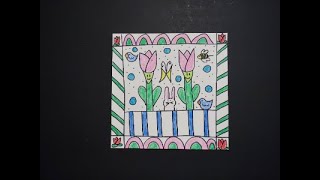 Let's Draw a Spring Garden Square!