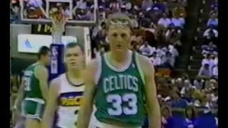 Larry Bird (with goggles) 34pts vs Indiana Pacers 1988 rookie Reggie Miller