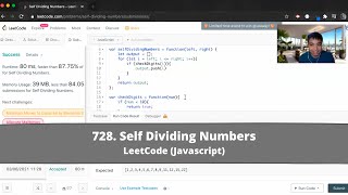 How to Solve "728 Self Dividing Numbers" on LeetCode? - Javascript
