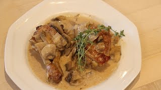 French Chef Shows How to Make Poulet au jus, Champignons a Pa Crème