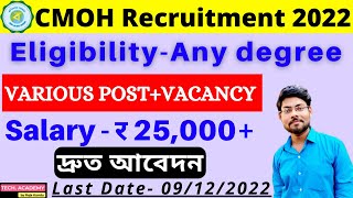 WB CMOH Recruitment 2022 | Salary - र 25,000+ | অনেকগুলো Vacancy বেড়িয়েছে | Complete Details