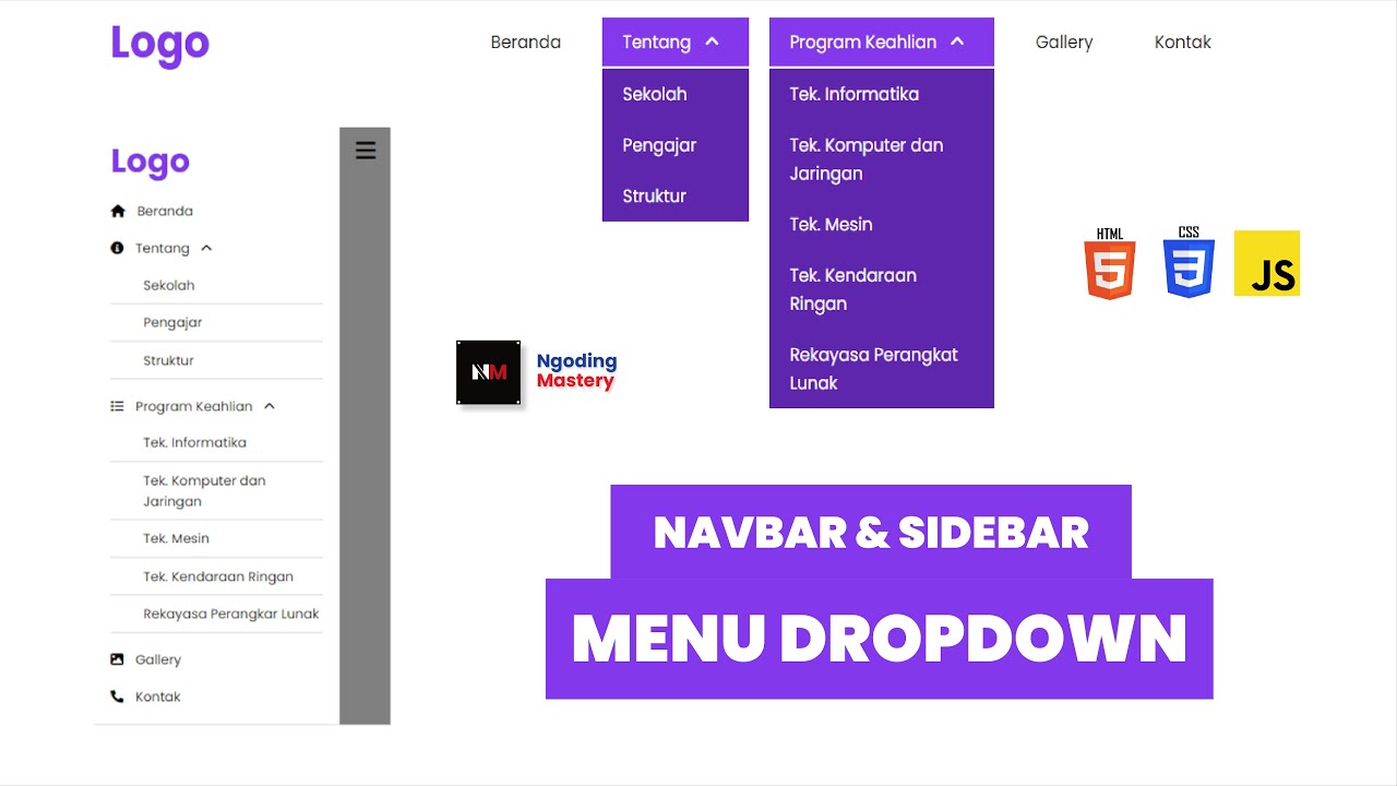 Membuat Menu Drop Down Responsive + Sidebar Dengan HTML CSS JS Step By ...