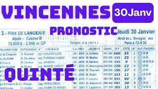 Programme 30 Janvier Programme Quinté du demain VINCENNS