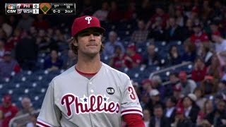 PHI@WSH: Hamels strikes out Harper to end the inning