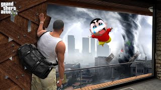 Franklin and Shinchan Trying to Escape From Biggest Tornado Attack in Gta 5