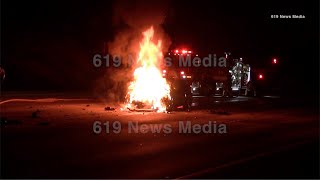 NORTH PARK - Car fire shuts down the 805 southbound briefly, occupants fled scene