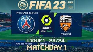 FIFA 23 PSG vs Lorient | Ligue 1 23/24 | PS4 Full Match