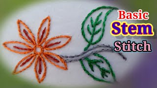 Stem Stitch Embroidery/Basic Stem Stitch for Tutorial/Simple Hand Embroidery/Threads Skills