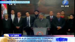 Primeras declaraciones de Fernando Lugo tras ser destituido por el Senado de Paraguay