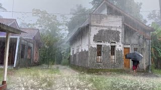 Goodbye Insomnia With Heavy RAIN Sound | Rain Sounds In Red soil Village in the Afternoon, ASMR