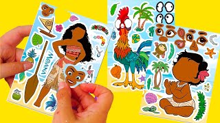 Moana 2 DIY Make a Silly Face Stickers | Fun Family Activities for Kids Drawing \u0026 Coloring Pictures