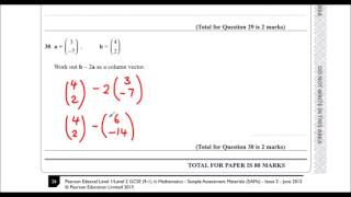 Edexcel Sample Paper 1F Question 30 - Column Vectors