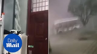 Footage captures violent 134mph winds wreaking havoc in China