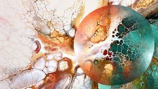 Acrylic Pouring with Stunning Pearl Cells & Hand-Painted Translucent Sphere Easy Fluid Art Technique