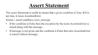 Assert Statement in Python Hindi