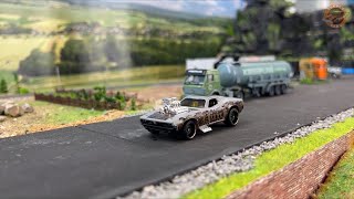 Self-Driving Diecast Model Car Drifts Through a 1/64 Scale DIY Diorama