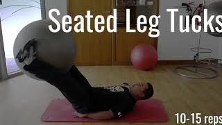 Seated Leg Tucks – V-ins - develop the upper and lower abdominal muscle group