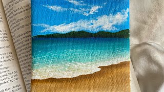 Easy seascape painting/beach acrylic painting tutorial for beginners/#Youtubeshorts #shorts #beach