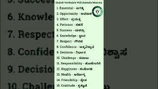 Spoken English/ English vocubalary with Kannada meaning