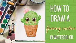 Learn to draw CACTUS  | Watercolor painting for beginners