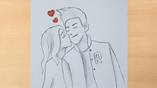Romantic couple drawing step by step / easy couple drawing