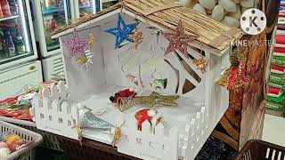 Christmas decoration ideas|Thermocol crib making|Christmas kudil|Christmas room decoration ideas 🎅🎉🎊