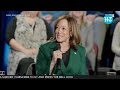 kamala harris live harris s stunning speech at michigan townhall with liz cheney u0026 maria shriver